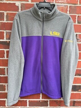 Columbia LSU Tigers Men’s XL Two-Tone Full Zip Fleece Jacket in Purple & Gray F5